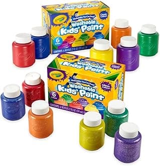 Washable Kids Paint Set (12ct), Classic and Glitter Paint for Kids, Arts & Crafts Supplies, Toddler Painting Kit, 3+ [Amazon Exclusive]