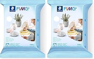 8101-0 FIMO Air Basic - Air-Drying Modelling Clay, 1 kg - White (Pack of 2)