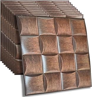 3D Wall Panels,Peel and Stick,Art WallPanels,Waterproof Self Adhesive Decorative Living Room Wall Decoration 30 * 30cm(10pcs/Pack) (Brown)