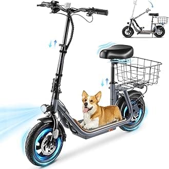 Caroma Peak 1200W/800W Electric Scooter with Seat, 30 Miles Max Range, Electric Scooter Adults, Up to 20MPH Foldable Escooter with Basket,Key Start Adjustable E-Scooter