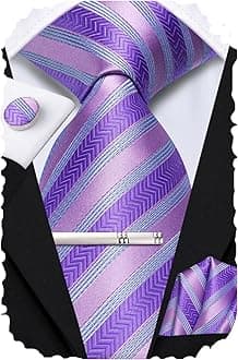 Hi-TieClassic Mens Silk Ties Set 4 PCS Necktie Pocket Square Cufflinks Clip Pin Solid Strip Paisley Tie