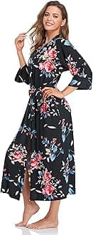 MissNinaWomen's Soft Robes Long Bath Robes Full Length Kimonos Sleepwear Dressing Gown,Solid Color