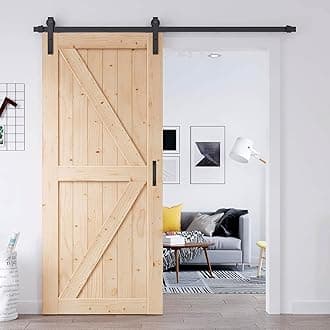 EaseLife 36in x 80in Sliding Barn Door with 6.6FT Barn Door Hardware Kit & Handle Included,Easy Install,DIY Assemblely,Apply to Interior Rooms & Storage Closet,K-Frame