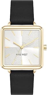 Nine West Women's Strap Watch, Black/Gold, Classic