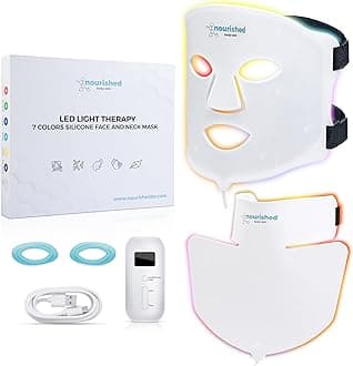 Nourished BodynskinLED Light Therapy Face & Neck Mask - Facial Skin Care Device - 7 Colors Red & Blue - Rejuvenation, Anti-aging Product for Wrinkles
