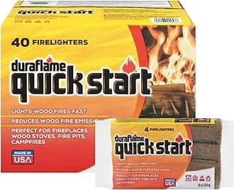 Duraflame Quick Start Firelighters, 40 Count (10 x 4 Packs) – Wax & Renewable Biomass Firestarters for Fireplace, Fire Pit, Campfire, Wood Stove – Fast & Easy Fire Starting