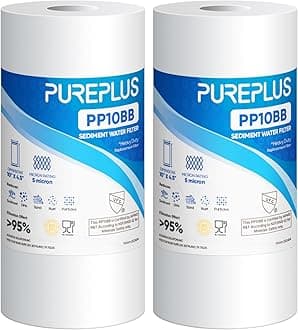 PUREPLUS 5 Micron 10" x 4.5" Whole House Sediment Home Water Filter Replacement Cartridge for DGD-5005, RFC-BBSA, HD-950, WFHD13001B, W15-PR, GXWH30C, GXWH35F, Aqua-Pure AP817, PP10BB, 2PACK