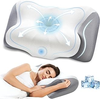 Effective Pain Relief Cervical Neck Pillow for Sleeping, Memory Foam Pillows for Neck Support, Odorless Contour Side Pillow, Ergonomic Bed Pillow for Back Stomach Sleeper (Gray)