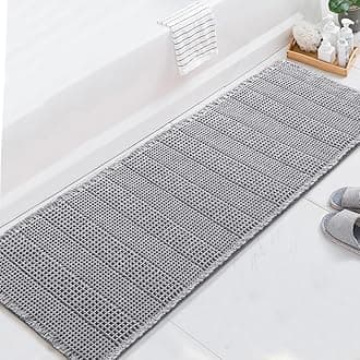 H.VERSAILTEX Upgraded Waffle Runner Rug Super Absorbent Non Slip Bath Rug for Bathroom Floor, Machine Washable Dry Fast, Beside Tub, 24" x 72", Dove