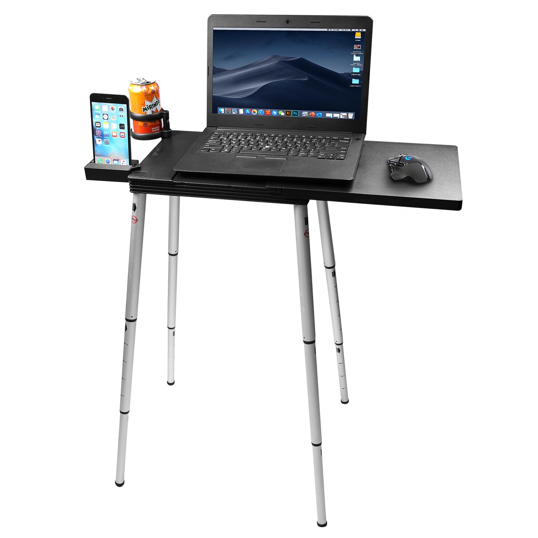 Tabletote Plus Laptop Notebook PC Computer Desk Stand Table Black Portable Foldable Adjustable Height Compact Lightweight Holds upto 15 inch Laptops