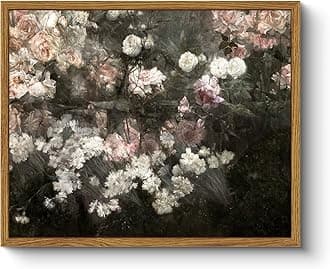 InSimSea Framed Canvas Wall Art Vintage Decor, Home Decor Garden in May Flower Art Aesthetic, Classic Rustic Flowers Wall Decoration for Bedroom Living Room Bathroom Gallery, 9"x11"