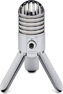 Meteor Mic - Portable USB Studio Quality Condenser Microphone - High Performance, General Purpose/Podcast/Gaming/Music Recording Microphone, 16-bit, 44.1/48kHz resolution, Silver Chrome
