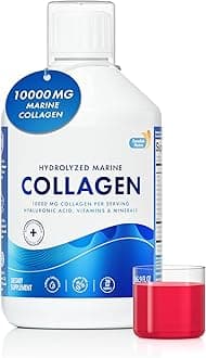 10,000 mg Hydrolyzed Marine Collagen Liquid Supplement - 500 ml, 20 Day Supply | Hyaluronic Acid, Biotin & Vitamin C for Healthy Hair, Skin, Nails & Joints | For Men & Women | Sugar-Free