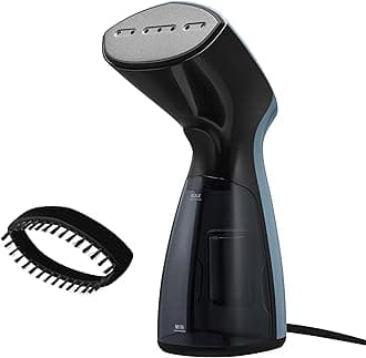1000W Compact Handheld Steamer for Clothes, Portable, Travel Steamer, Non-Stick Head, 30s Heat Up, 8 Minutes Continuous Steam, 110ml Water Tank, Bristle Brush, Storage Bag, Blue/Black
