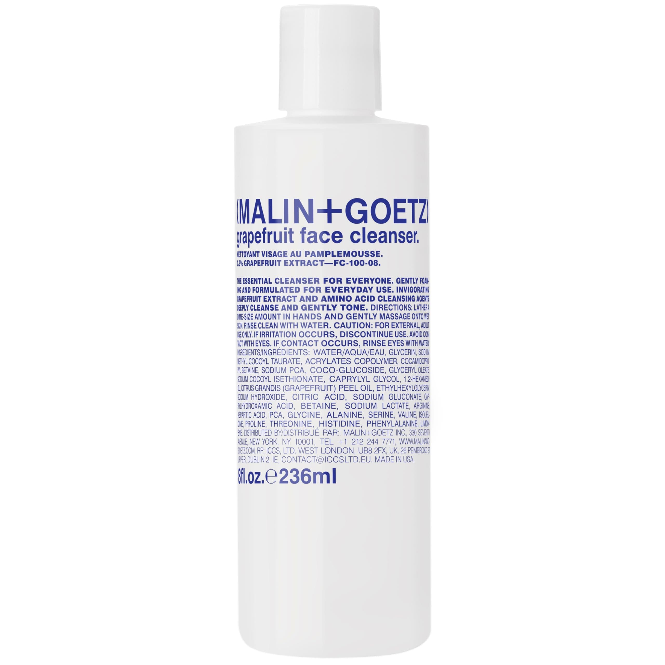 MALIN+GOETZ Grapefruit Face Cleanser | Gentle 3-in-1 Foaming Gel Vitamin-Rich Grapefruit, Amino Acids + Coconut-Based Surfactants | Purifies, Balances + Brightens | Vegan + Cruelty-Free (8 Fl Oz)