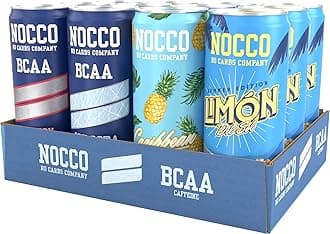 NOCCO Energy Drink | BCAA, 180mg Caffeine sugar free drinks enhanced with amino acids and vitamins | pre workout fizzy drinks 12 x 330ml (Core Variety Pack)