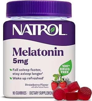 Natrol Melatonin Gummies, Sleep Support, 90 Strawberry-Flavored Adult Melaton...