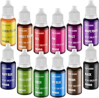 Food Coloring Set - 12 Color Food Grade Vibrant Food Dye Tasteless Liquid Color for Cake Decorating, Baking, Easter Egg, Icing, Fondant, Cooking, Slime Making DIY Supplies Kit - 0.35 Fl. oz (10 ml