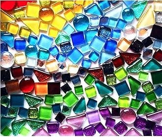 – 200g Mixed Color Crystal Mosaic Tiles, Tiny Mini Mosaic Tile DIY Hobbies Children Handmade Crystal Craft for Craft Bathroom Kitchen Home Decoration DIY Art Projects (Mix Color Series)