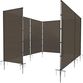 PATIO Outdoor Privacy Fence with Stainless Steel Poles Dog Fencing for Deck Backyard Yard Freestanding Removable Privacy Fence Barrier Garden Chicken Fence with Spikes Brown 6'x146'