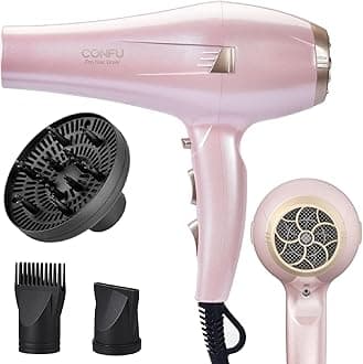 CONFU Hair Dryer, Professional Ionic Salon Blow Dryer with Diffuser for Women and Men, 5X Fast Drying, Powerful and Quiet Hair Blow Dryer for Fast & Easy Styling (1875 Watts)