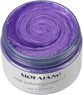 MOFAJANG Unisex Hair Wax Color Dye Styling Cream Mud, Natural Hairstyle Pomade, Washable Temporary,Party Cosplay (Purple)