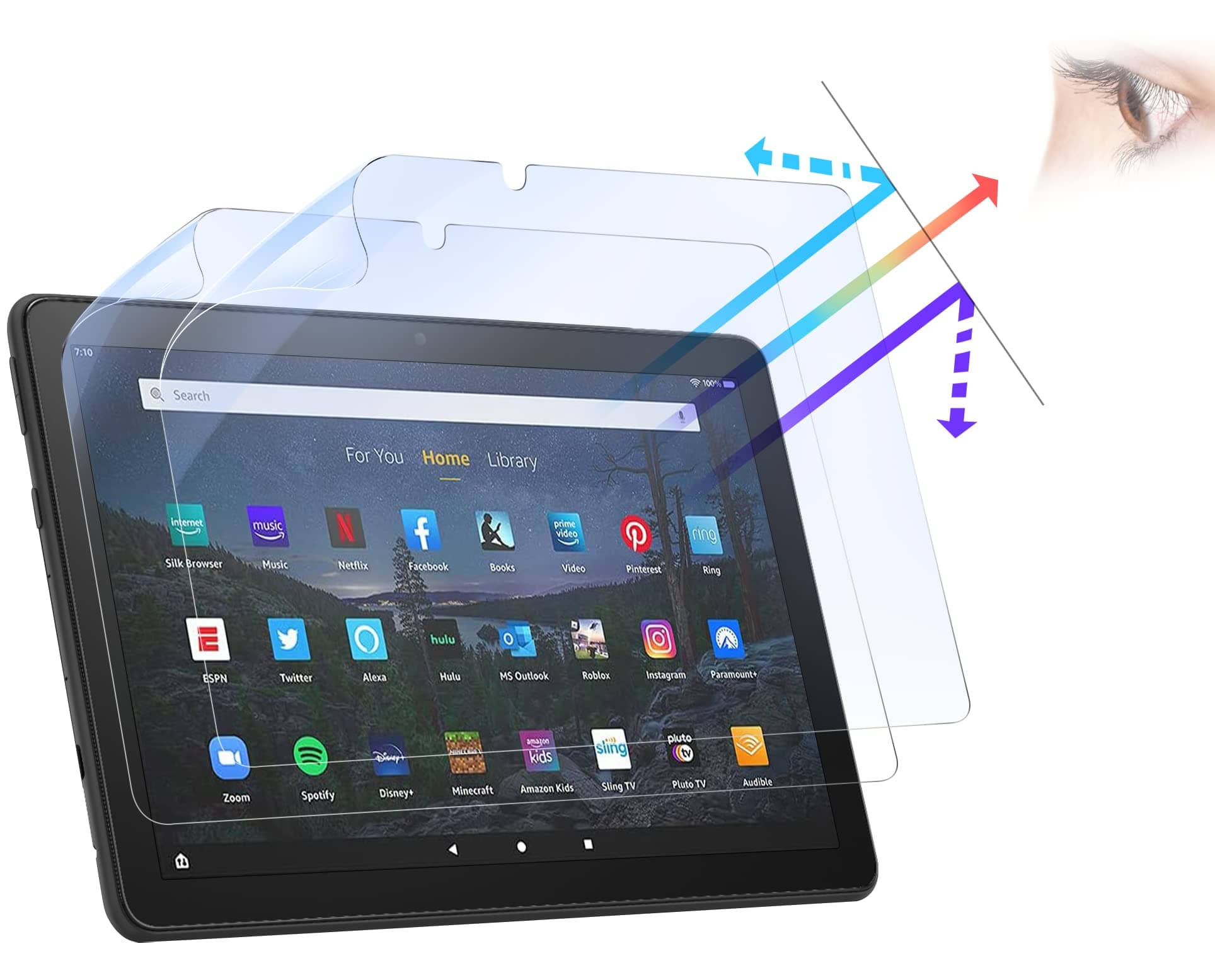 2 Pack [Anti-Blue Light] Screen Protector for Amazon Fire HD 10/Fire HD 10 Plus/Fire HD 10 Kids/Fire HD 10 Kids Pro Tablet. Eye Care & Eyestrain Relief