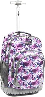 Tilami Kids Rolling Backpack 18 inch Boys and Girls Laptop Backpack, Daffodils Purple, L, Laptop