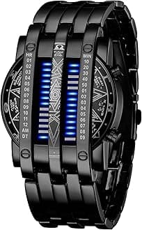 MASTOP Men's Lava Stainless Steel Lava RED LED Digital Bracelet Watch