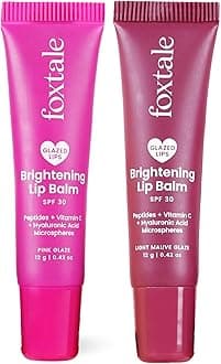 Foxtale SPF 30 Brightening Lip Balm for Dark Lips with Peptides & Vitamin C | Brightens Pigmented Lip | Hydrates Lips | SPF Lip Balm | Pack of 2 | Light Mauve & Pink Glaze 24gm