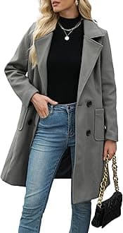 Bankeng Women Winter Wool Blend Camel Mid-Long Coat Notch Double-Breasted Lapel Jacket Outwear