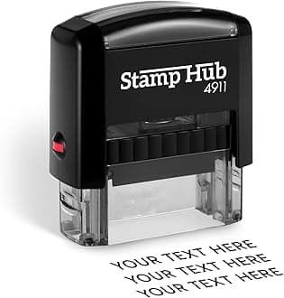Self Inking Personalized Stamp - Up to 3 Lines, Custom Return Address, Customizable Office Name Rubber - Easy to Change Ink Cartridge, Multiple Ink Color Options - Small