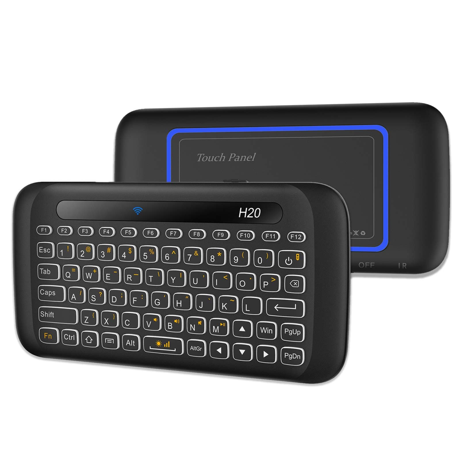 TNAIVE Mini Wireless Keyboard Mouse Combo, Adjustable Backlit Full Panel Touchpad Rechargeable Remote Control for Android TV Box, Windows, Linux, Mac, HTPC, IPTV, PC