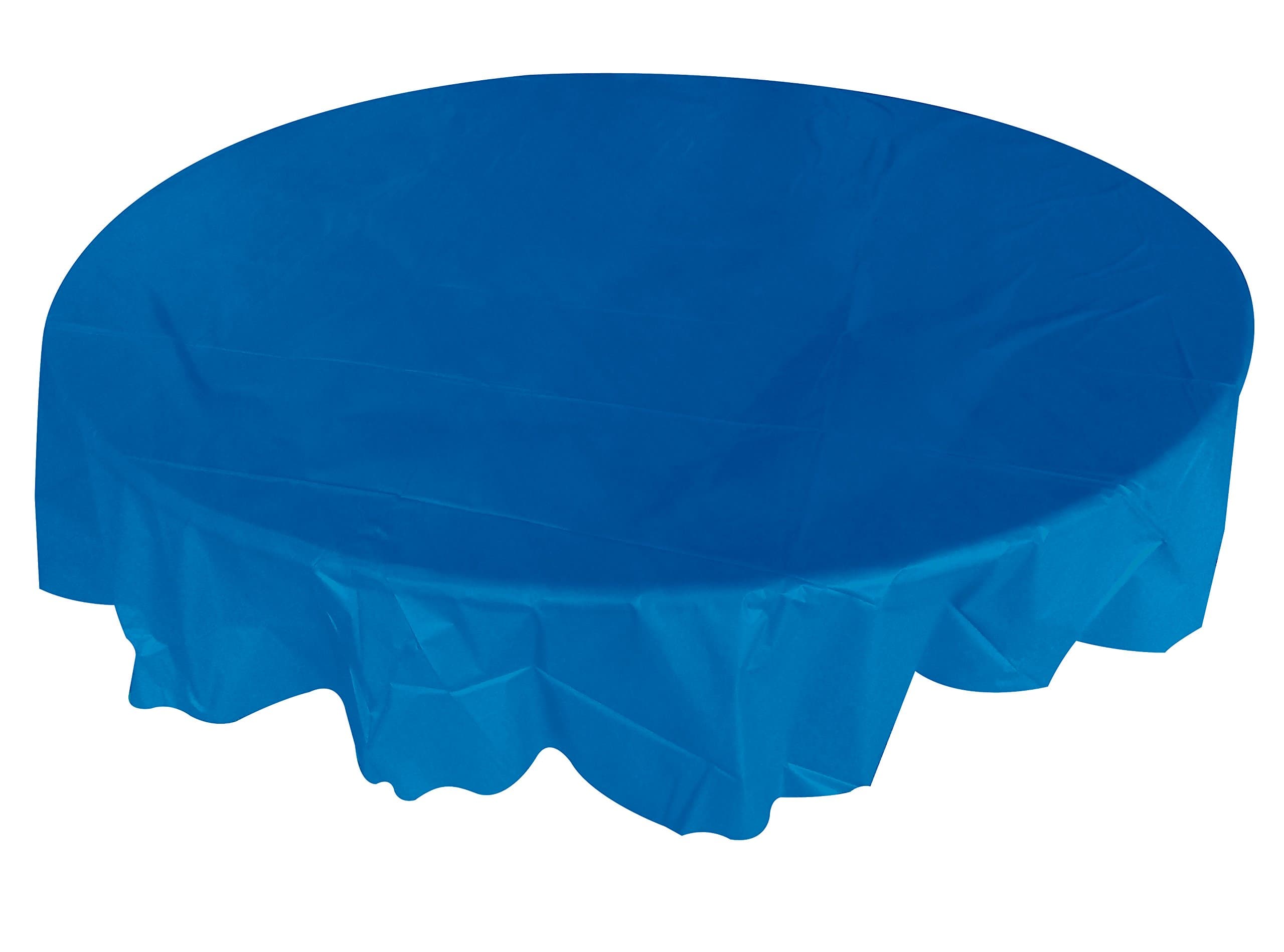 8-Pack Plastic Table Cover. 84 Inch. Round.Solid Color-Dark Blue