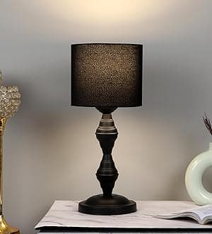 tu casa Metal Table Lamp for Bedroom & Living Room - Elegant Balcony Décor | Modern Black Shade Included | Perfect Side Lamp for Home, Office, or Study (Bulb Not Included) (BLACK)