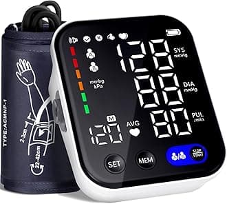 Blood Pressure Monitor, Upper Arm Blood Pressure Monitors for Home Use, Adjustable 8.7"-16.5" Blood Pressure Cuff, 2-User 2X120 Memory, One Touch Operation, Accurate BP Machine