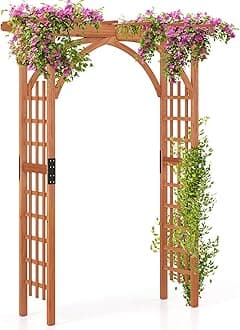 85inch Wooden Garden Arch Wedding Arch for Ceremony, Garden Arbor Trellis for Climbing Plants Vines, Easy Assembly, Outdoor Flower Arches Wedding Arbor for Bridal Party