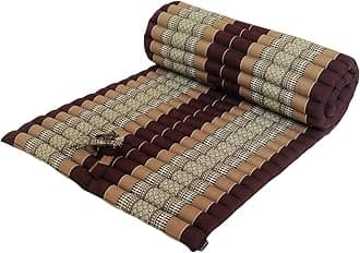 Traditional Thai Kapok Roll-Up Meditation Mattress for Yoga Massage or Relaxation (Brown)