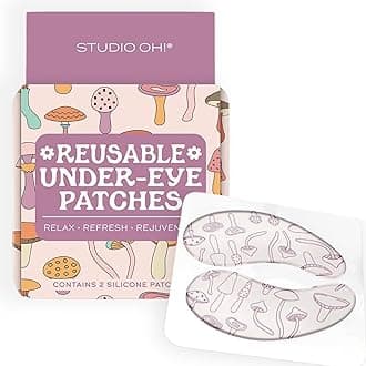 Studio Oh! Reusable Under-Eye Patches, Puffy Eyes Treatment and Under Eye Masks Skincare, 100% Silicone Eye Patches, Pairs with Favorite Serums or Creams, Mushroom Melody