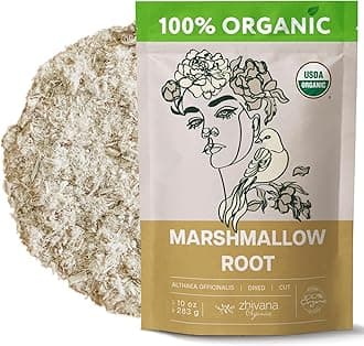Zhivana Organics Marshmallow Root Tea, Marshmallow Tea , Marshmellow Root, Althea Root, Throat Coat Tea – 10oz (makes 95 cups)
