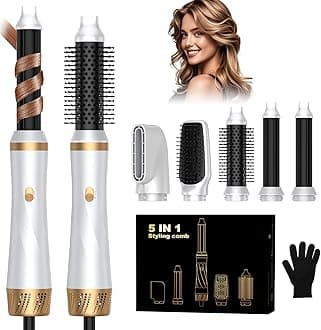 5 in 1 Hair Dryer Brush Set, Blow Dryer Brush with Air Style Wrap Hair Styler, Negative Ionic Magic Style Set, Detachable Air Curler for Volumizer,Straightener,Drying