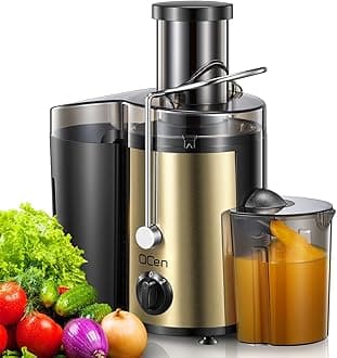 Juicer Machine, 500W Centrifugal Juicer Extractor with Wide Mouth 3” Feed Chute for Fruit Vegetable, Easy to Clean, Stainless Steel, BPA-free (Gold)