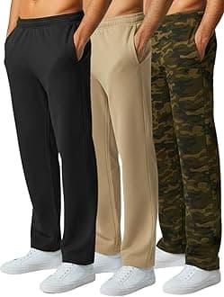 Ultra Performance 3 Pack Mens Sweatpants, Wide Leg Open Bottom Lounge Sweat Pants for Men