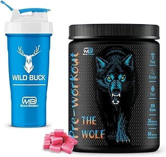 The Wolf Pre Workout Supplement with Creatine Monohydrate, L-Arginine, Beta-Alanine, Caffeine Anhydrous - For Men & Women [30-60 Servings, Gummy Candy, 255g] With Free Shaker