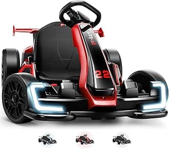 Hikole Electric Go Kart for Kids, 24V Go Cart with Adjustable Seat, 3 Speed Mode, Fast 300W Motor, 8.5 MPH, EVA Tires, for Kids Teens Ages 6-8-10-12-14 Years Old, Red