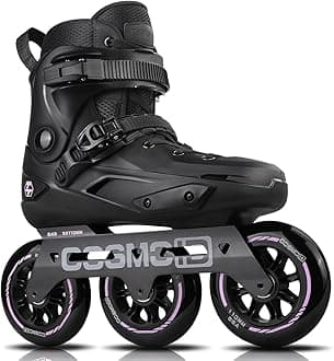 Adult Inline Skate - COSMOID High Performance Roller Skates Blades for Women & Men, 3 Wheels 110mm Metal Frame,Indoor Outdoor and Fitness Black,Size 5-14.5