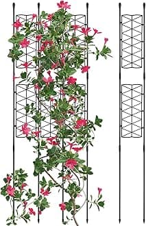 NiHome 6-Pack 50 Inches Garden Trellis for Climbing Plants Outdoor, Plant Support Trellis Cage for Clematis, Roses, Jasmine and Vines Such as Tomatoes, Grapes, Cucumbers and Blackberries