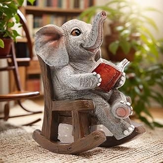 FOXMIS Garden Statues Elephant Outdoor Decor Lights, Lucky Miniature Elephant...