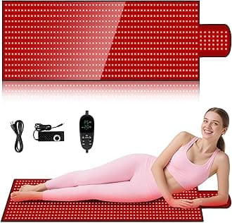 65"x20.5" Body Red Light Therapy Mat, Eligible Red Light Therapy Blanket,875pcs Dual Wavelength LEDs(660nm& 850nm), Premium Leather, Adjustable Timer & Intensity