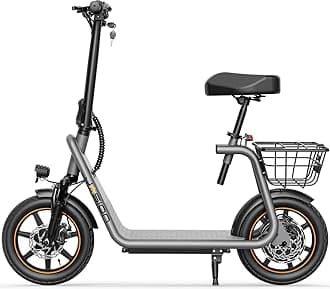 JasionJS3/PRO Electric Scooter with Seat, 650/850W Peak Motor, 20/25Miles Ranges Scooters for Adults, 20/25MPH Max Speed, Foldable E-Scooter for Pets & Cargo, Dual Disc Brakes